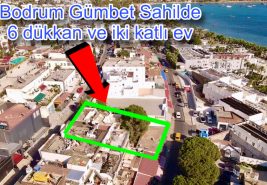 Bodrum Gümbet Sahilde 458 mt kare arsa içinde 6 dükkan ve villa