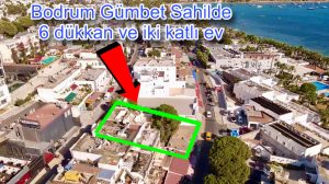 Bodrum Gümbet Sahilde 458 mt kare arsa içinde 6 dükkan ve villa